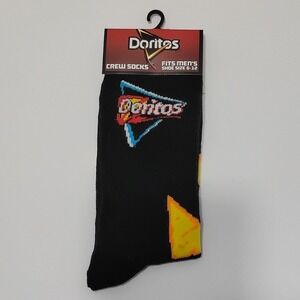 Doritos Crew Novelty Socks Black Yellow Orange Blue Red Fits Men's Size 6-12